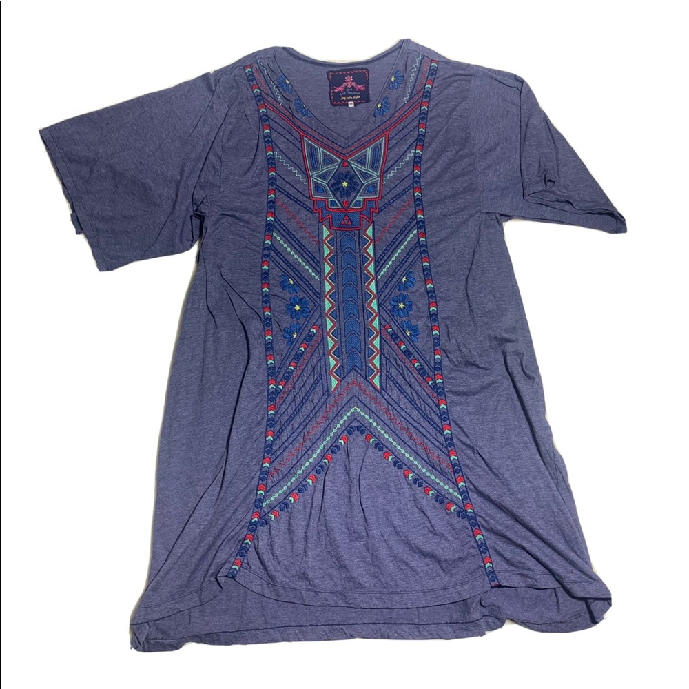 Johnny Was blue embroidered floral tunic top Sz 4X plus size